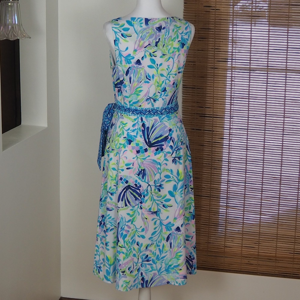 Lily Pulitzer Shaylee True Wrap Midi Dress Size 4 Shell Beach Coastal Resort - Picture 3 of 12